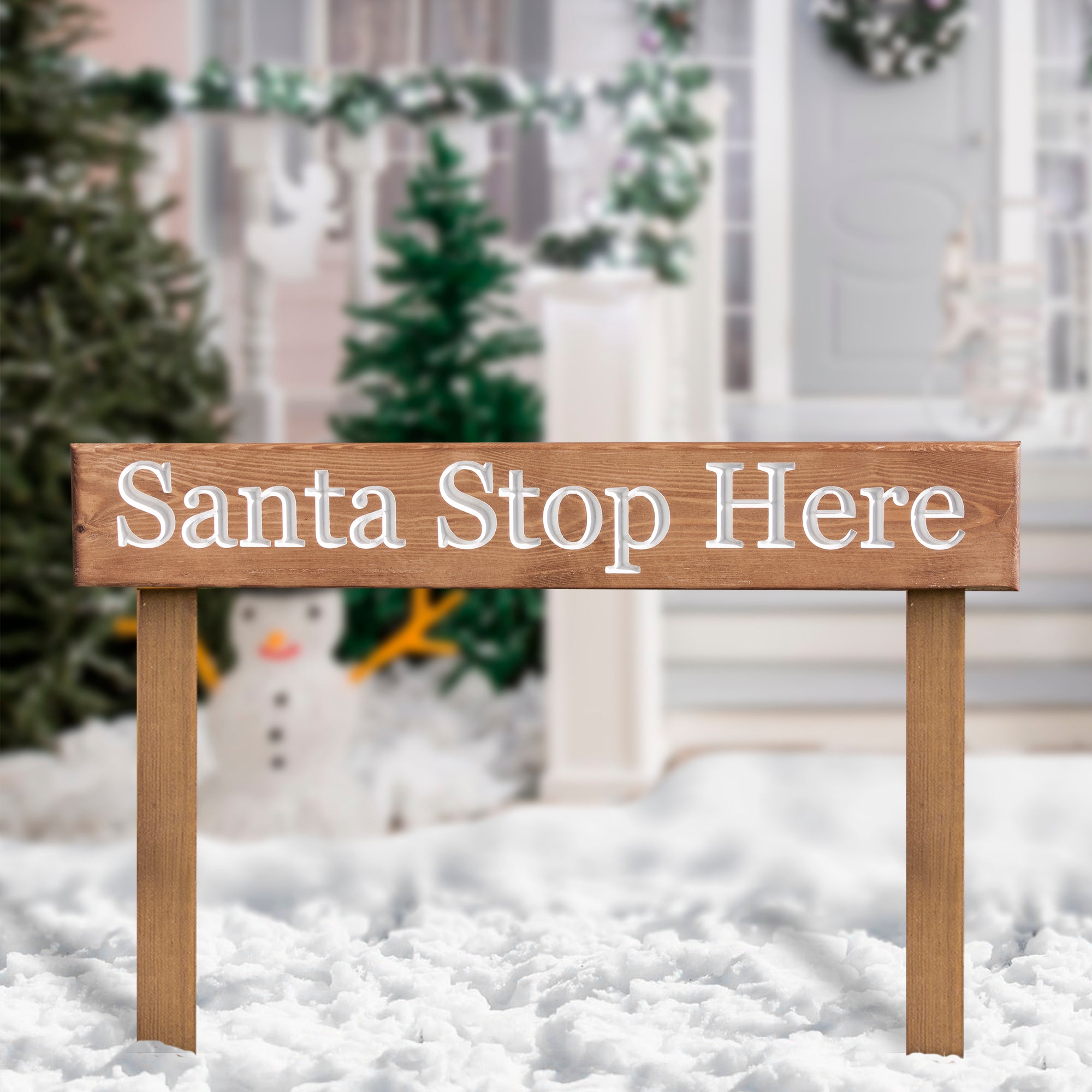 Hug Rustic Stop Sign Rustic Christmas 'Santa Stop Here' Sign – PeakHeritage