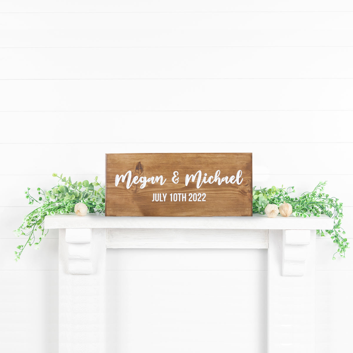 Personalised Engraved Wooden Names & Date Wedding Sign - 50 x 22 x 2cm ...