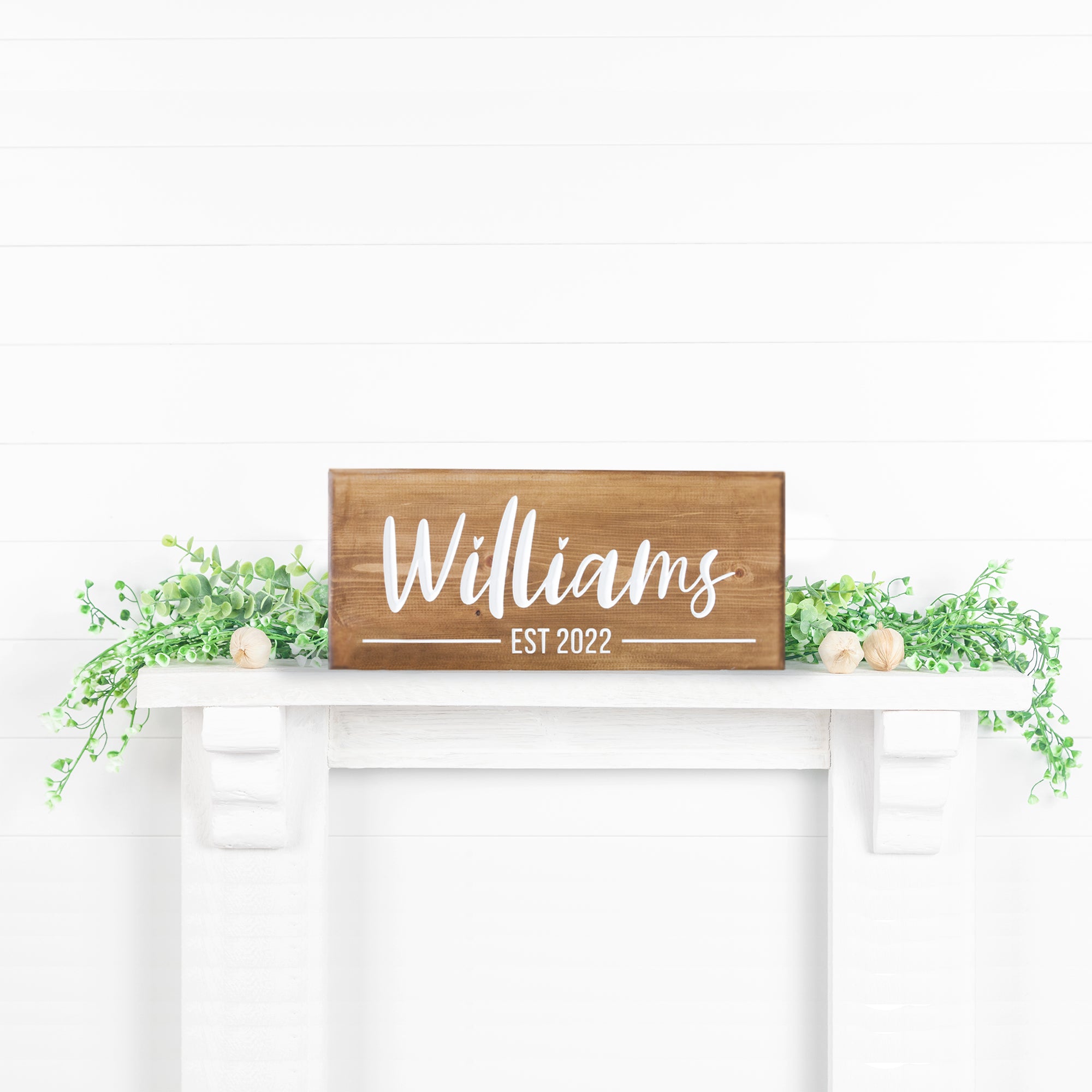 Personalised Engraved Wooden Surname & Est Date Wedding Sign - 50 x 22 Personalised Engraved Wooden Surname & Est Date Wedding Sign - 50 x 22